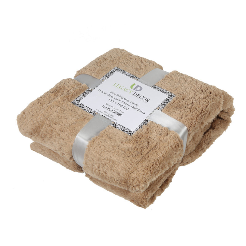 Plain Weave / Muslin Throw Blanket, Light Brown/White