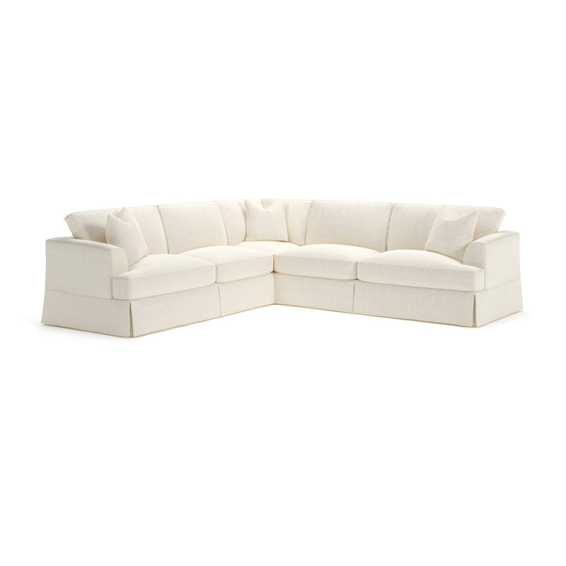 Lucia 4-Piece Slipcovered Sectional, Left Hand Facing, Davis Pearl Bouclé Performance