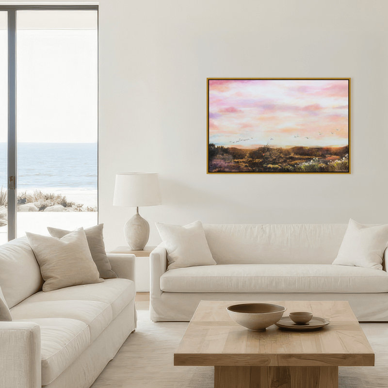 «Nature Inspired Evenfall» par Stefanie Bales - œuvre d'art encadrée, Toile avec cadre, 16" H x 24" W x 2.375" D, Black