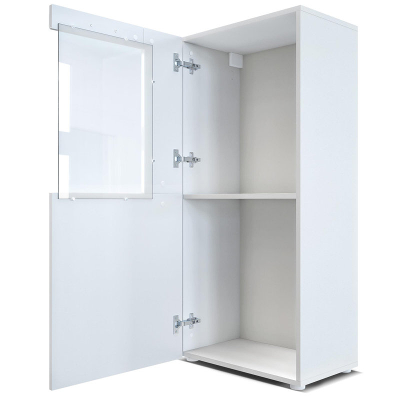 Killion Display Cabinet, Without LED, White/Oak Rough Sawn