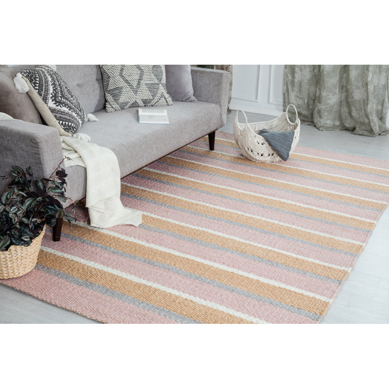 Hand Loomed Striped Indoor Rug, Rectangle 8' x 10'