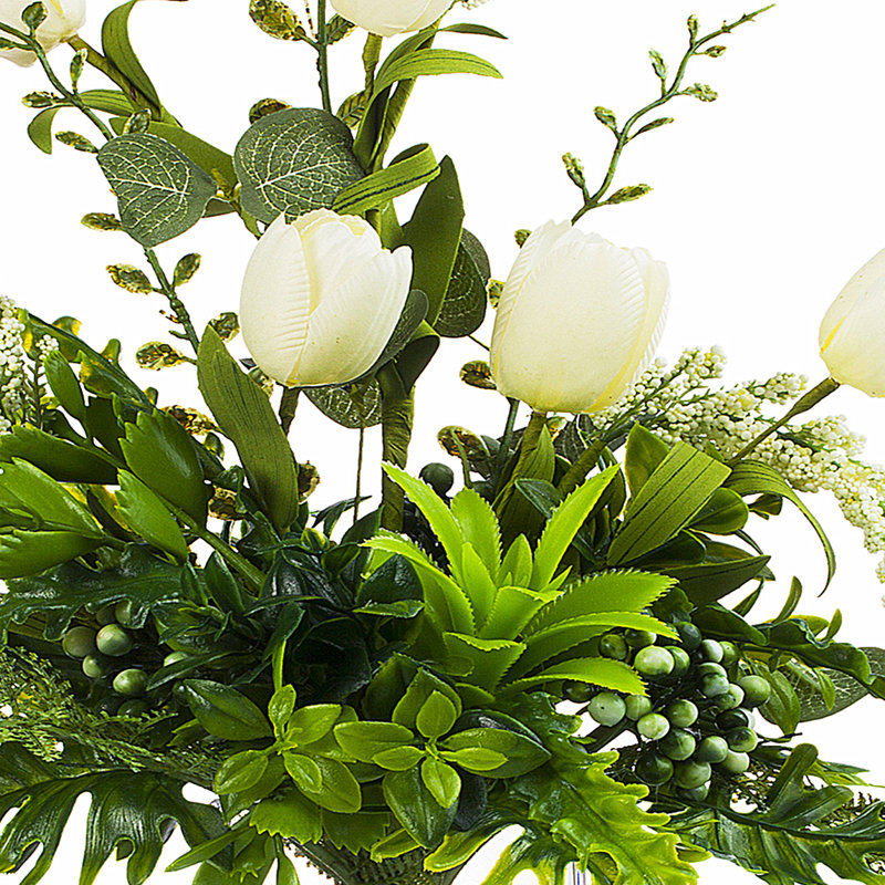 Arrangement floral tulipes dans un vase, Blanc