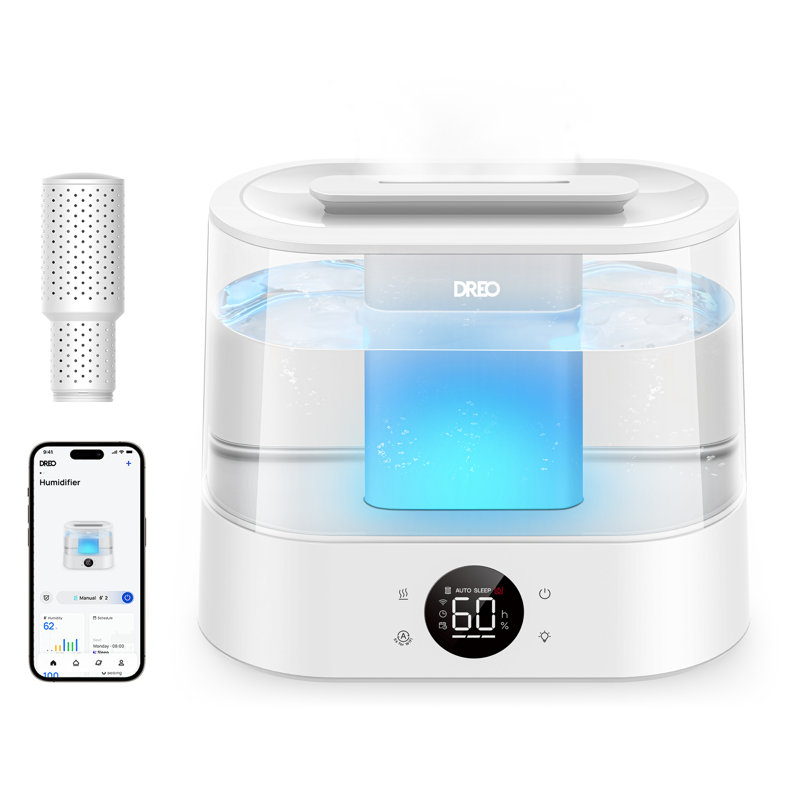 DREO Smart Humdifier For Bedroom, 4l Cool Mist Top-fill Ultrasonic Humdifier For Nursery Baby Room And Plants, 28db Whisper-quiet, 36h Runtime, Customizable Rgb Indicator Light, Essential Oil Aroma