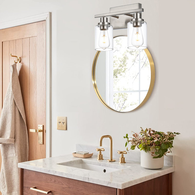 2-Light Bathroom Light Fixtures, Matte Black Modern Vanity Lights With Clear Glass Shades, Bathroom Wall Lamp For Mirror Living Room Cabinet Bedroom Porch