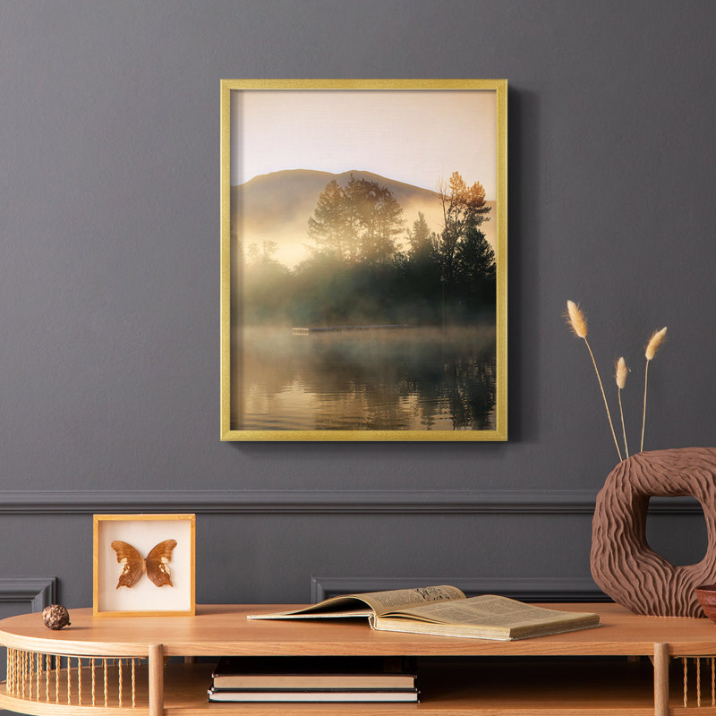 Emerald Reflections Framed Print - Solid Wood, Gold, 10" H x 8" W