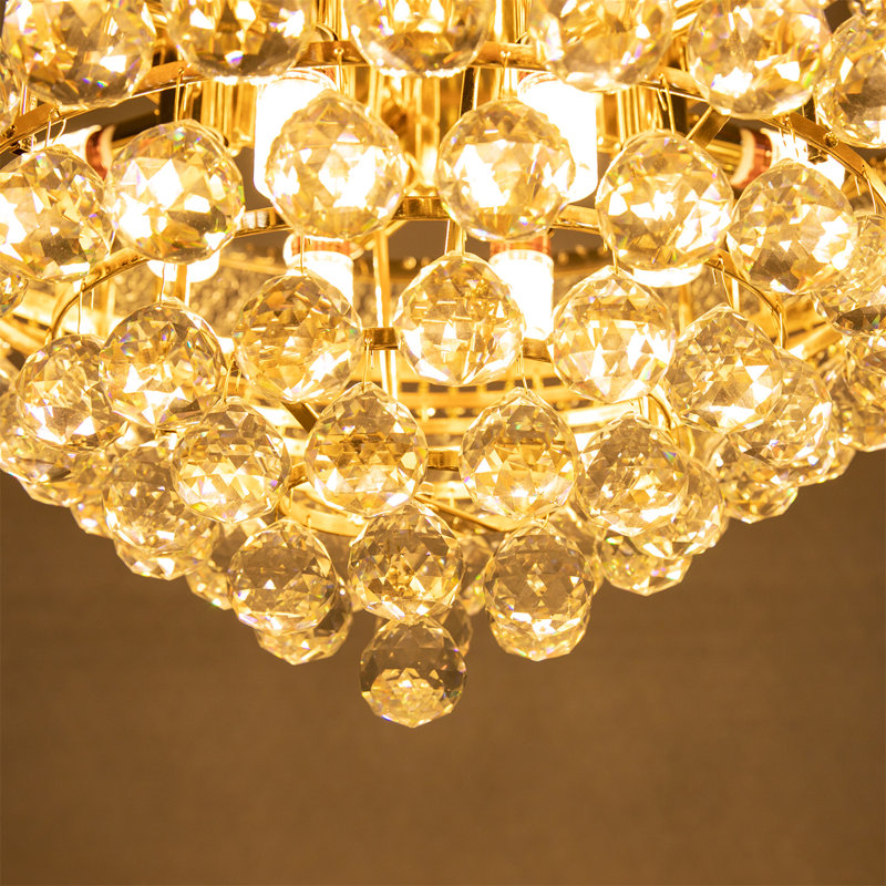Modern Crystal 12-Light Ceiling Light, Gold
