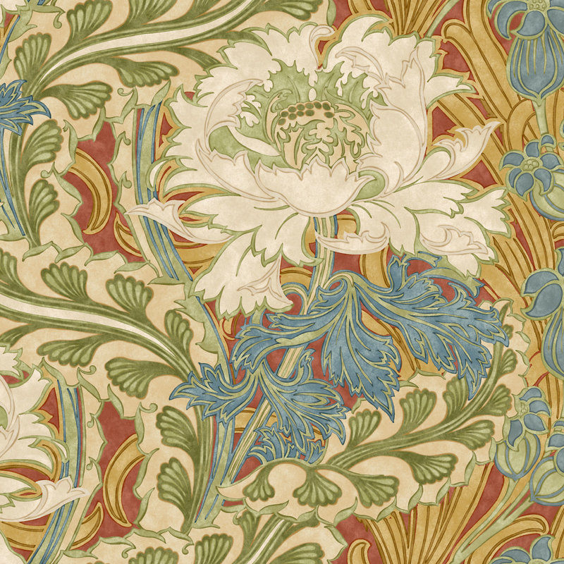 2'9" L x 27.58" W Wallpaper Roll, Red/Green