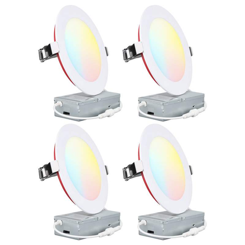 5 lumières à DEL encastrées 6 pouces avec boîte en J, 5 lumières à intensité variable Cri90, ultra-mince, 2 heures de résistance au feu