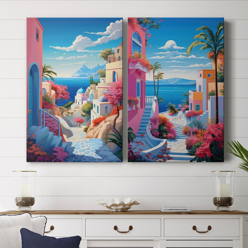 «Steppingstones To the Sea» - Toile tendue avec châssis de qualité supérieure - Prêt à être accroché, H 36 po x l 24 po