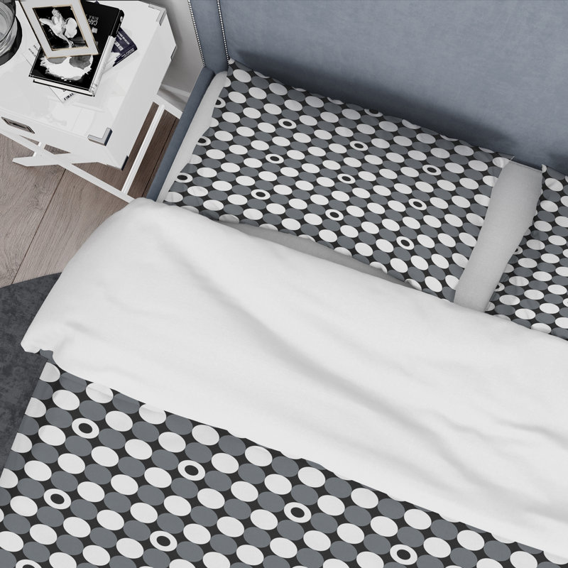 Ensemble de housse de couette monochrome X Mid-Century, Housse de couette très grand + 2 taies décoratives