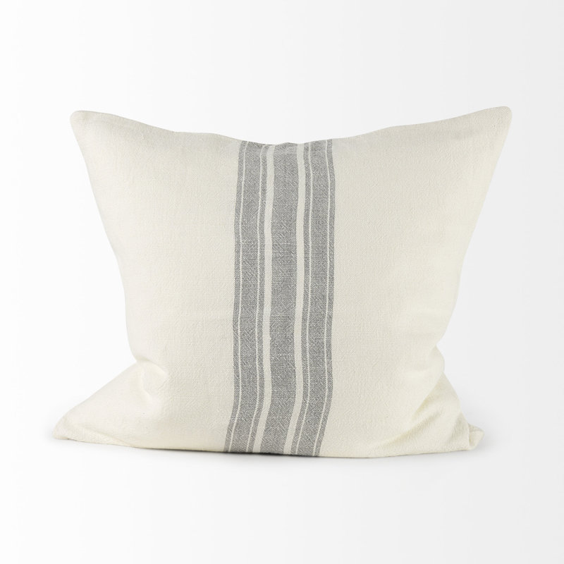 Housse de coussin rectangulaire , Hauteur (22 po) x largeur (22 po), Ivoire / Gris