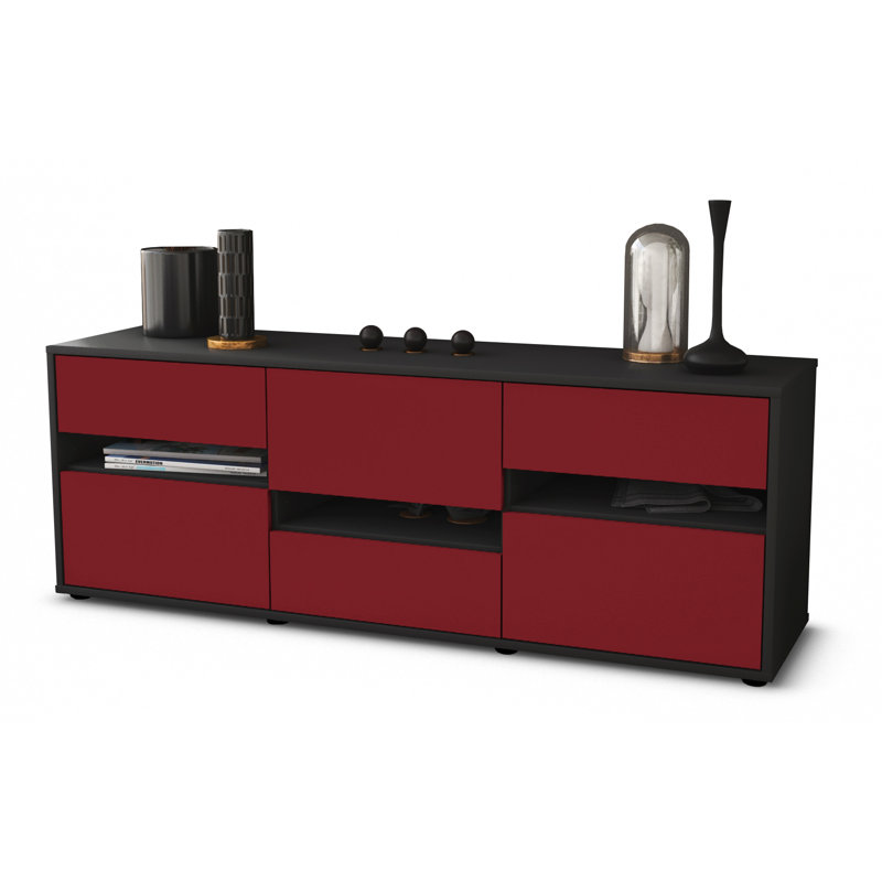 Yandell Unfinished TV Stand for TVs up to 60", Red / Matte Anthracite