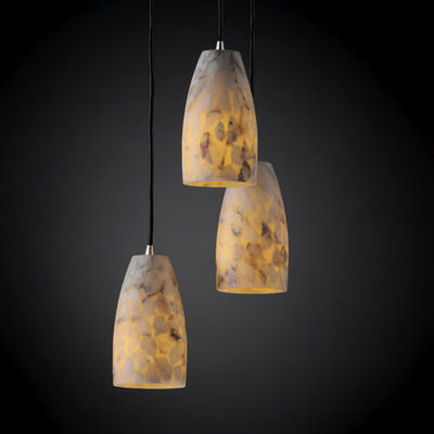 Luminaire suspendu à trois lumières albâtre rocks