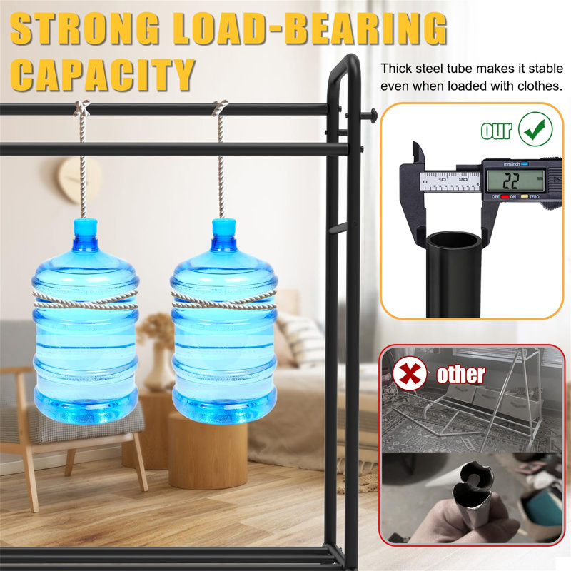 109.2 cm Rolling Industrial Pipe Clothe Rack