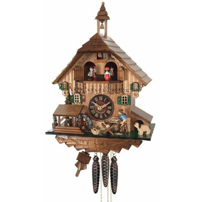  Horloge coucou musicale 14 "avec bûcheron et roue à eau