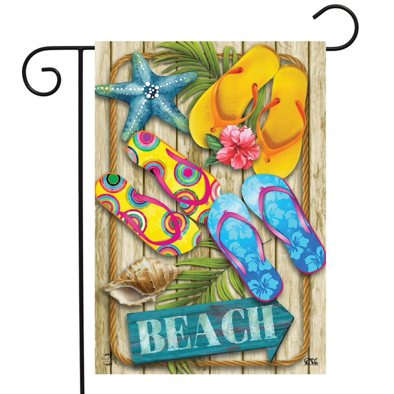 Drapeau de jardin d'été Flip Flops Beach