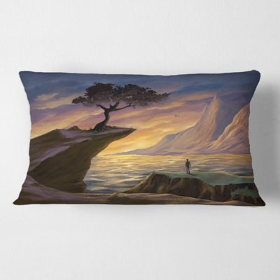 Housse de coussin rectangulaire et insert Tree on a Sea Cliff Sunset