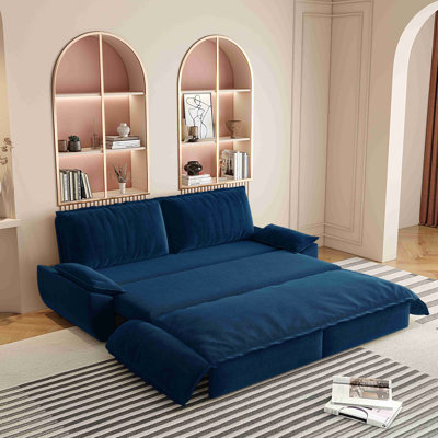 Grand canapé-lit escamotable, canapé-lit convertible 3-en-1, causeuse en velours multifonctionnelle