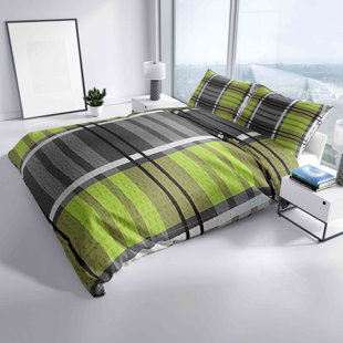 Anaika Green/Grey/White Duvet Cover Set