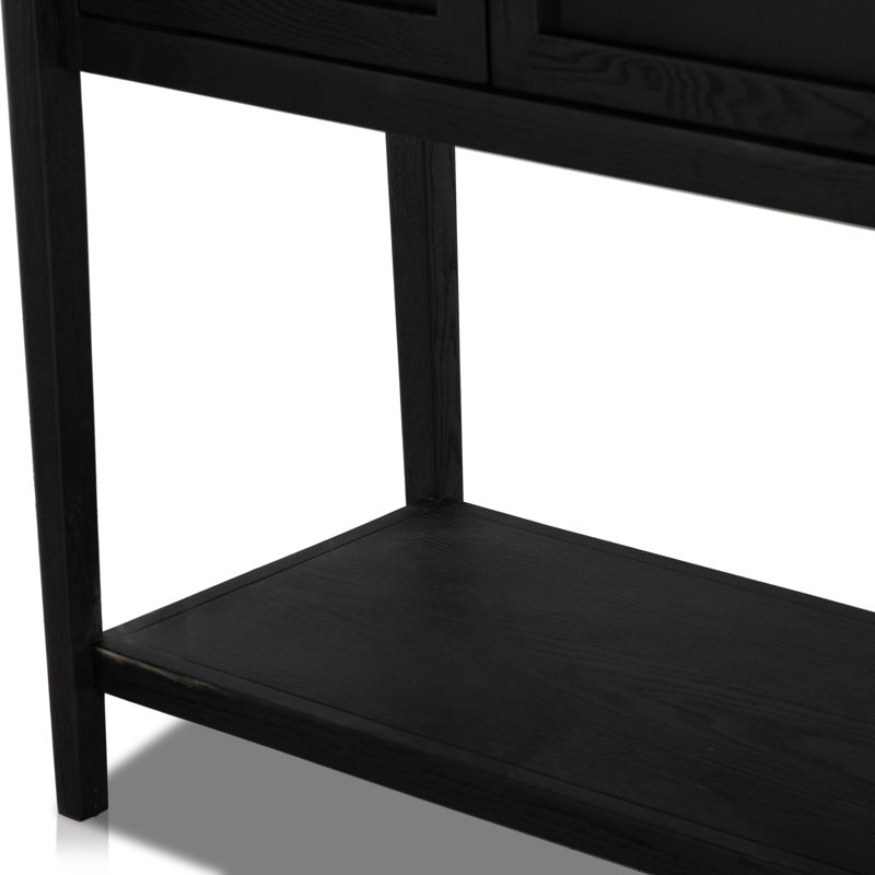 Tolle Oak Solid Armoire, Drifted Matte Black