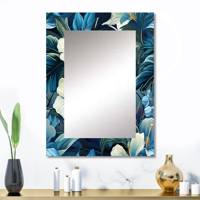 Twilight oasis motif tropical - miroir mural tropical, miroir décoratif tropical, impression d'art en métal, 32 po x 24 po