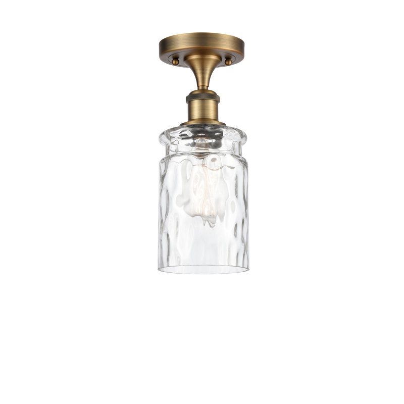 Plafonnier semi-encastré 1 lumière 4,75 po Binkley, Laiton brossé, Transparent, Ampoule DEL rétro de 3,5 watts