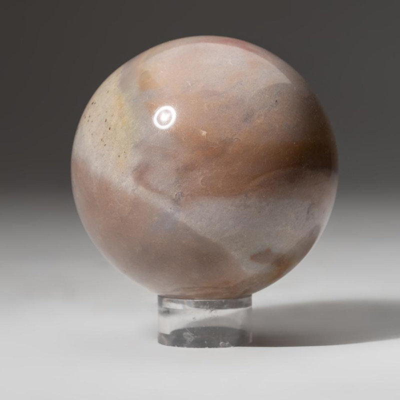 Polished Polychrome Sphere from Madagascar, 2.75" H x 2.75" W x 2.75" D, Gray/Black