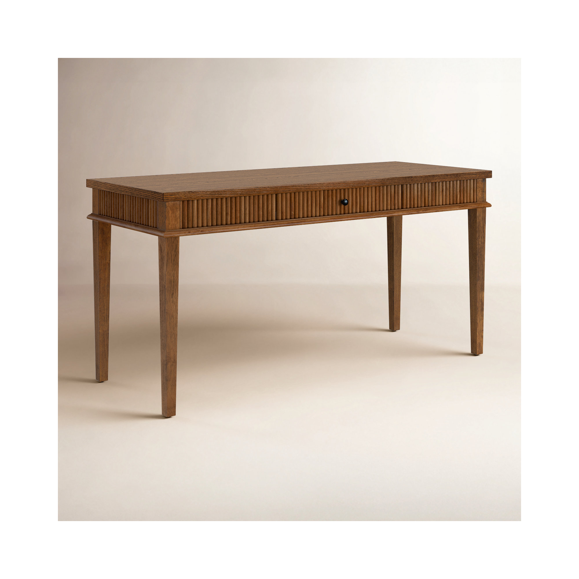 Haden 1 Drawer Reeded Desk, Medium Oak