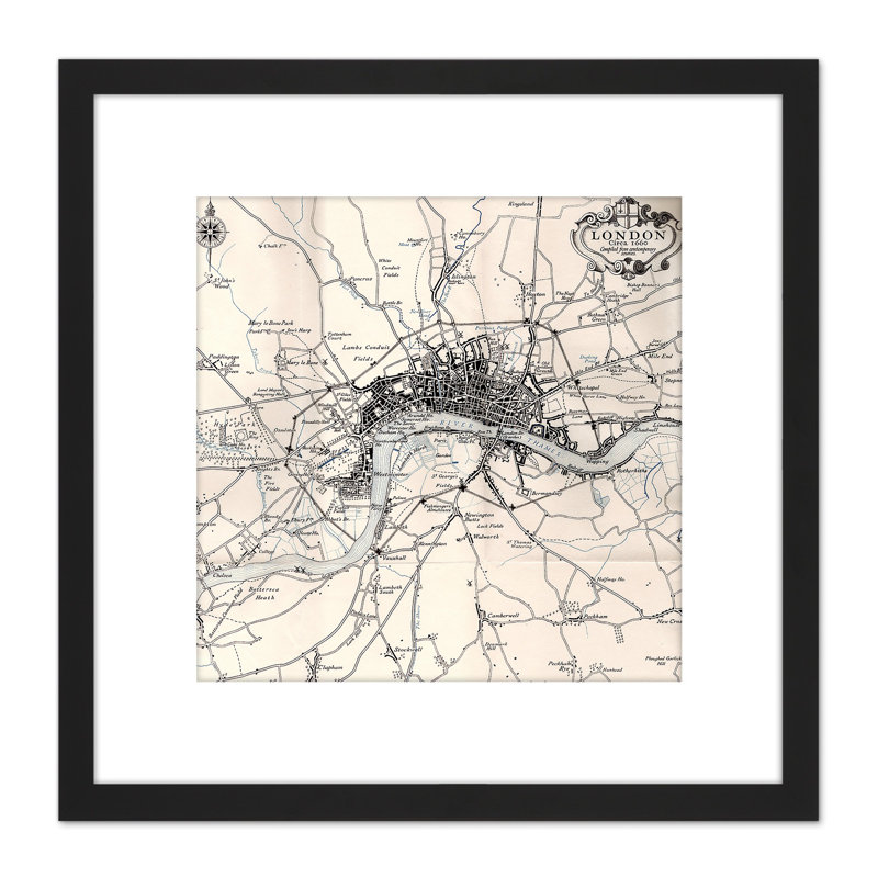 Map Crown 1930 London City England 1660 Plan Chart - Single Picture Frame Painting