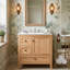 Meuble-lavabo 30 po avec comptoir en céramique, pieds en bois massif avec 3 tiroirs à fermeture en douceur et support de porte, grain de bois naturel