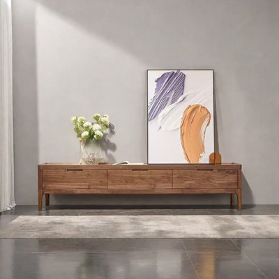 Meuble télé moderne et simple avec rangement en noyer noir