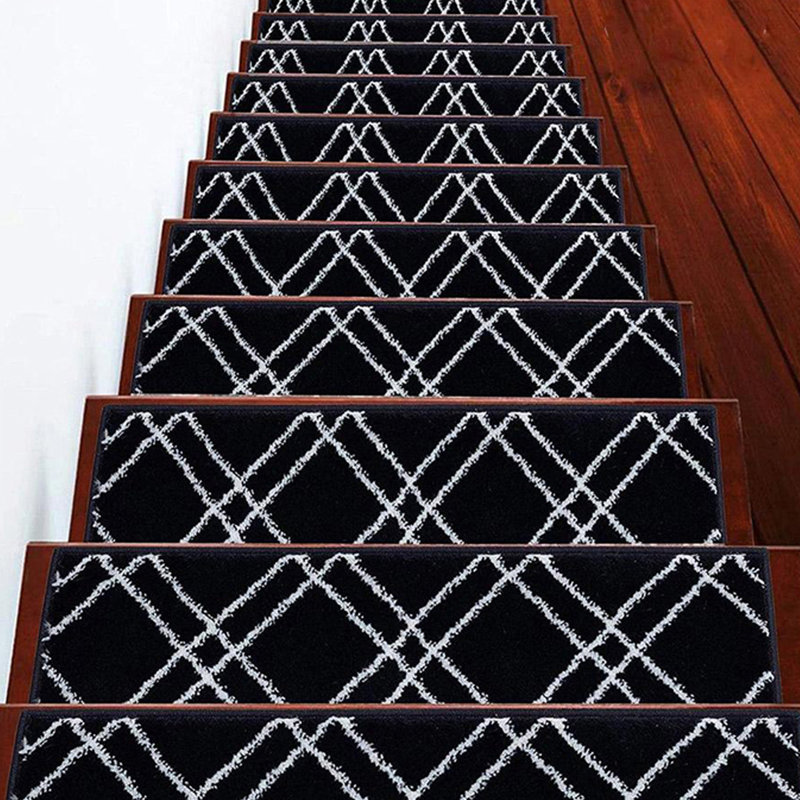 Tapis d'escalier intérieur antidérapant 9 po x 28 po Osio, Bleu marine