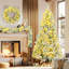 Arbre de Noël enneigé 6 pi, ensemble illuminé avec arbre, guirlande et couronne, arbre de Noël articulé artificiel avec lumières DEL colorées