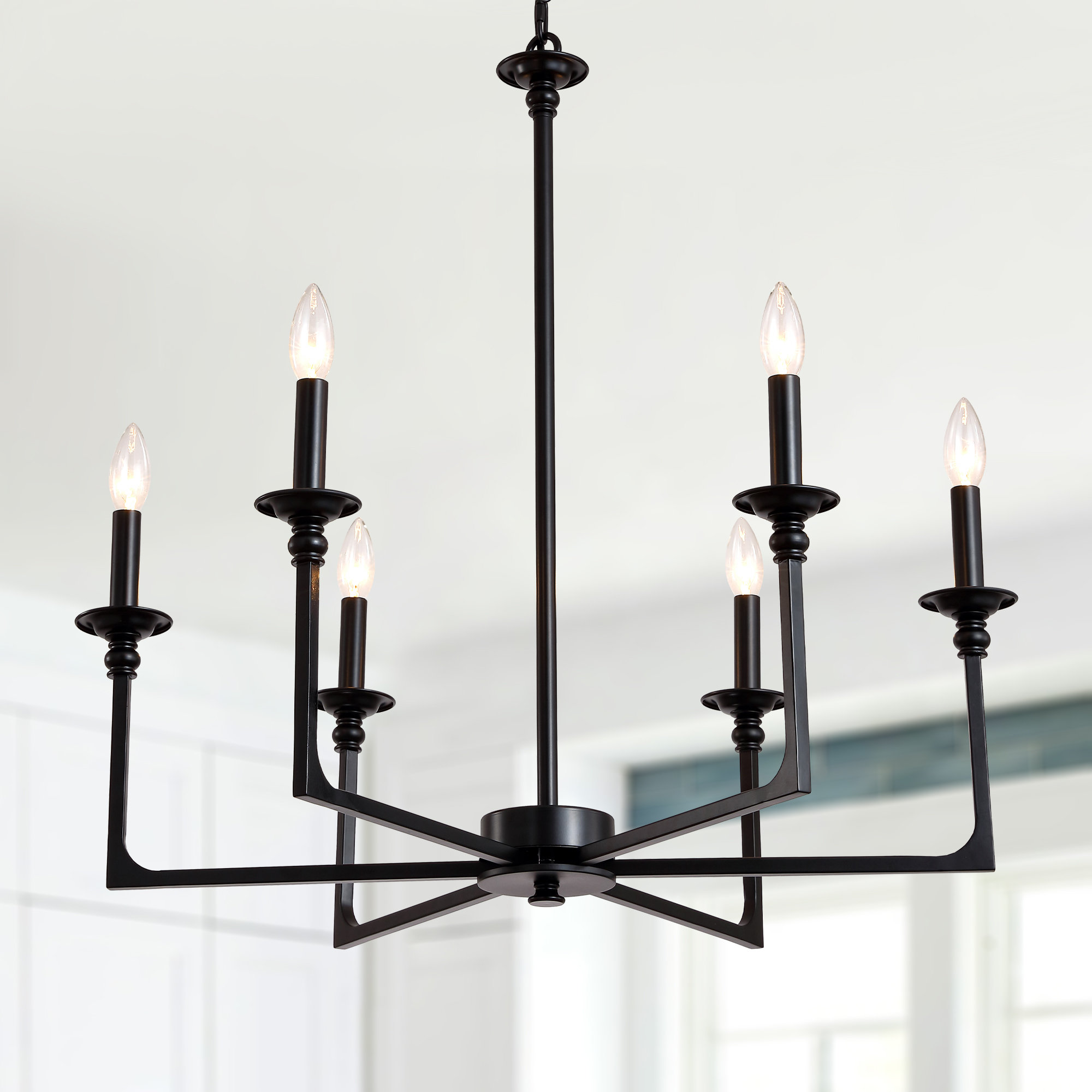 Ebern Designs Luminaire suspendu de style lustre moderne à 6 lumières ...