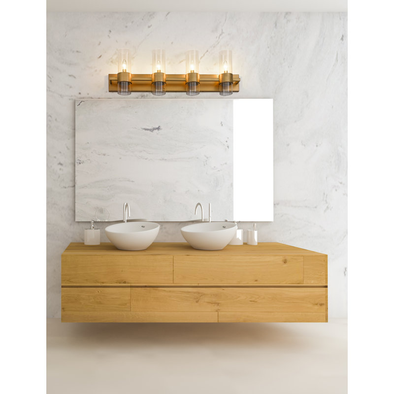 Ensemble de meuble-lavabo 4 lumières Masi, Laiton frotté