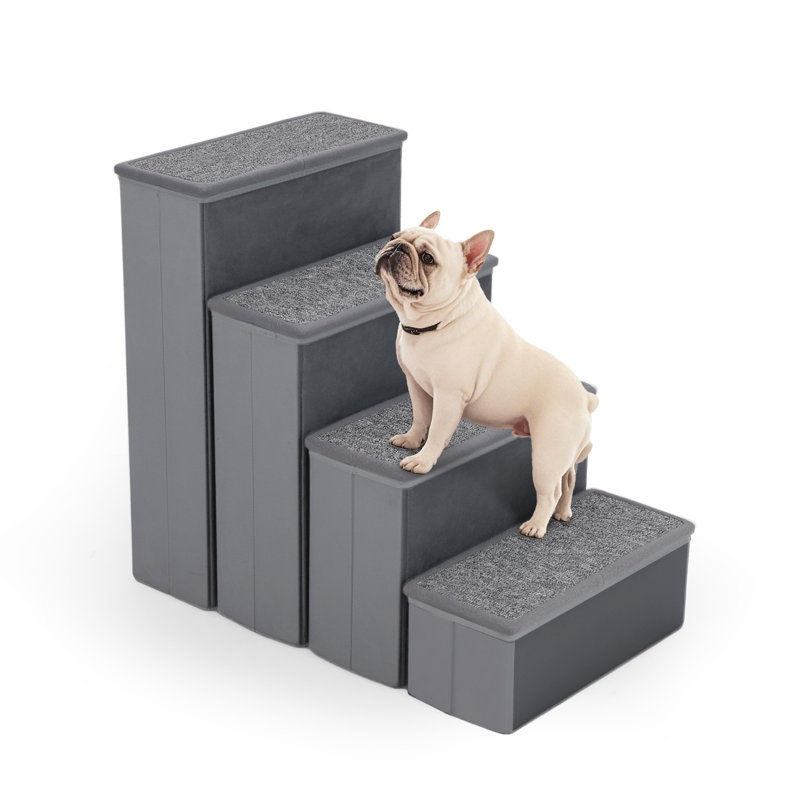 4-Step Dog Stairs w/Adjustable Steps for High Beds Sofas for Small & Medium Dogs