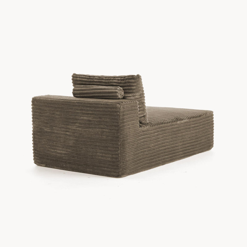 Upholstered Chaise Lounge, Light Brown