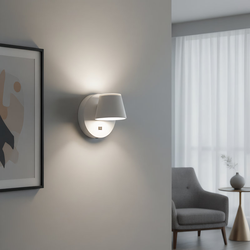 Applique murale à pile rechargeable à rotation sur 360 ° avec télécommande, Blanc