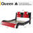 Floating Bed Frame with LED Lights, Modern Faux Leather Upholstered Platform Bed-2090512739-2090512744