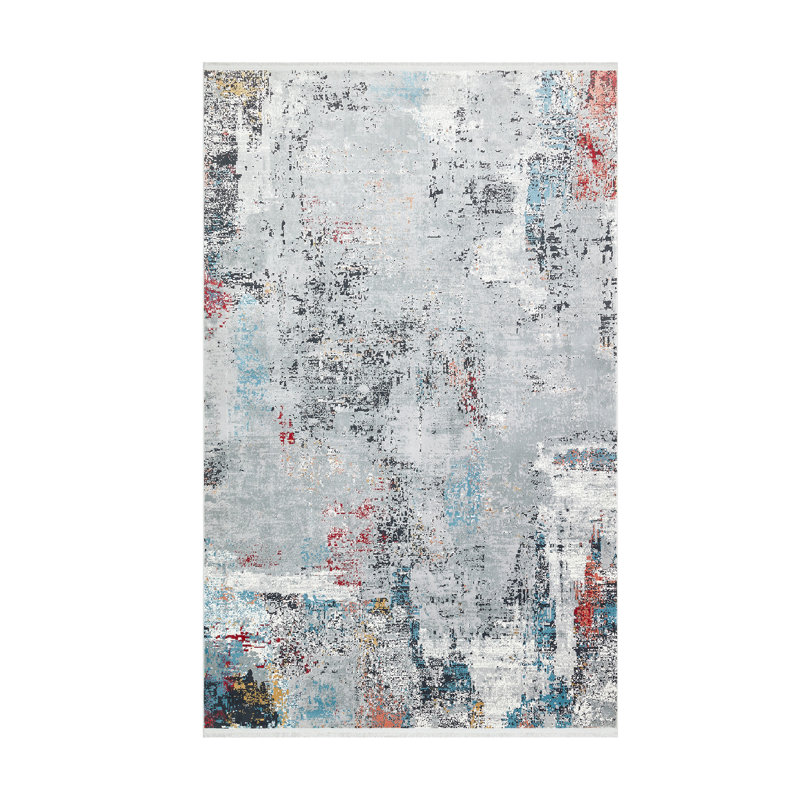 Tapis luxueux (6,6 x 9,5 pi), 100% viscose / polyester, hauteur des poils: 0,2 po | Tissé à la machine, 1950 g / m², 864 000 points de fil | Doux, durable et facile à nettoyer, idéal pour le décor du salon et de la chambre à coucher