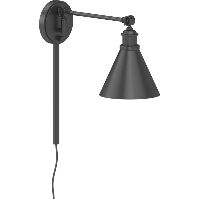 V4991 Applique murale articulée noire à brancher avec interrupteur rotatif Mellissia, Noir