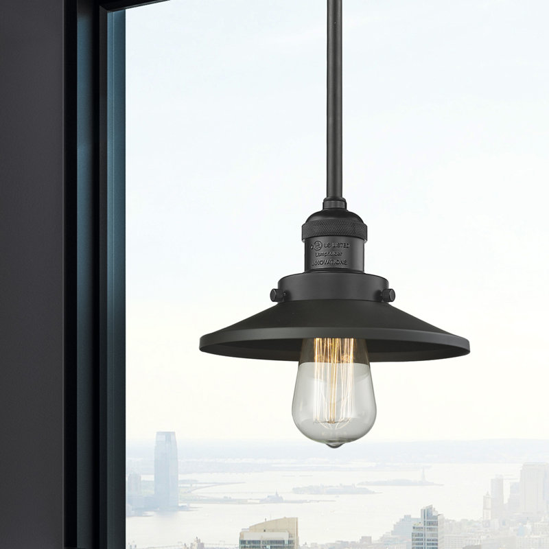 Luminaire suspendu conique à 1 lumière Gault, Noir mat, Noir mat, Ampoule incandescente rétro de 60 watts