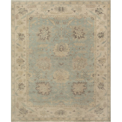 Tapis oriental en laine noué à la main bleu