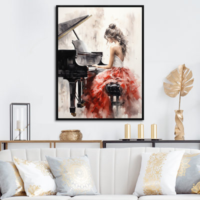 Yannis Beige Red Music Piano Harmony I - Music Canvas Prints