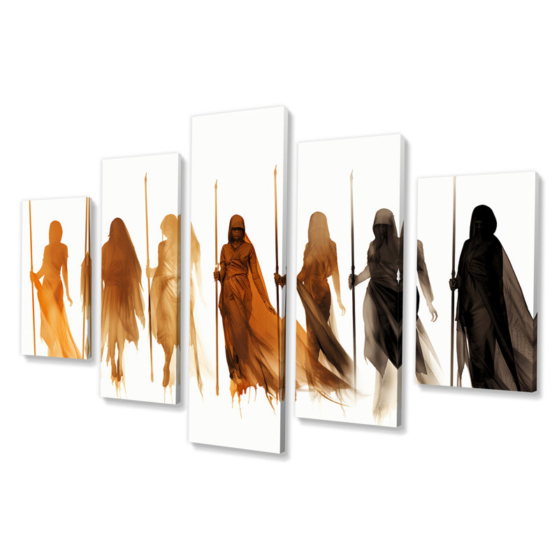 «Orange African Somali Nomadic Tales II», ensemble d'art mural tribal africain multi-panneaux