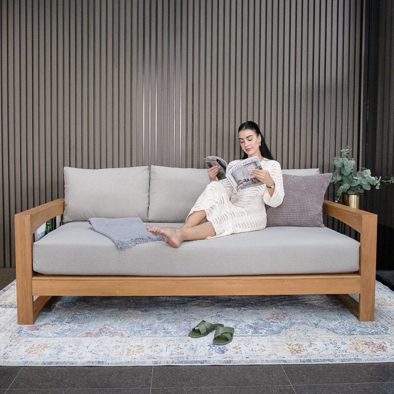 Arfa Teak Outdoor Daybed, Cream