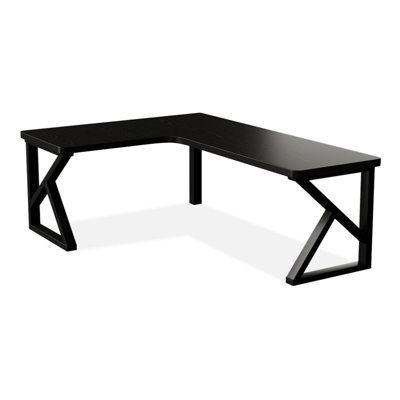 Black L-Shaped Solid Wood Writing desk