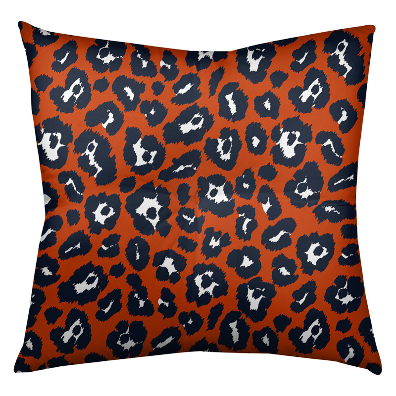 Animal Print Throw Pillow, Orange/Black/White, 30" H x 30" W x 3" D