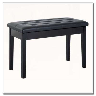 Button Tufted Faux Leather Padded Duet Piano Bench