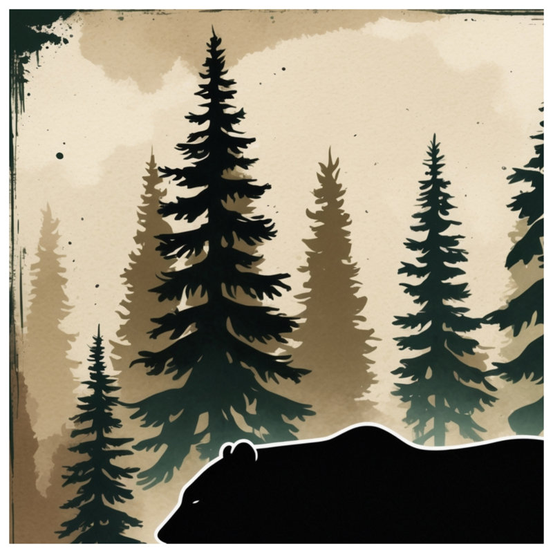 Bear In Forest Silhouette Blankets, 50in W x 60in H
